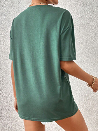 Unisex Sevimli Kedi Patili Kalp Tasarım Basklı Tshirt