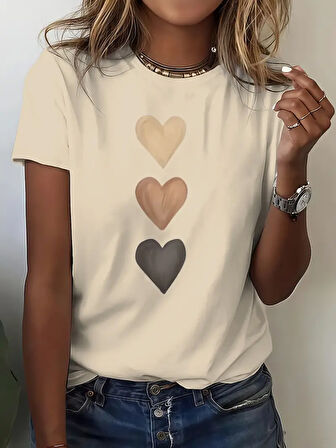 Unisex Üç Kalpli Tasarım Basklı Tshirt