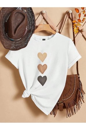 Unisex Üç Kalpli Tasarım Basklı Tshirt