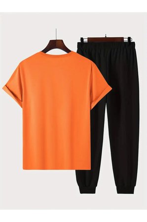 Unisex BE HAPPY Tasarım Basklı Tshirt Eşofman Takımı