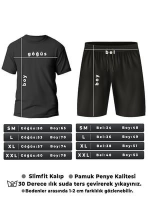 Unisex Cep Kalp Baskılı Tasarım Şort Takım