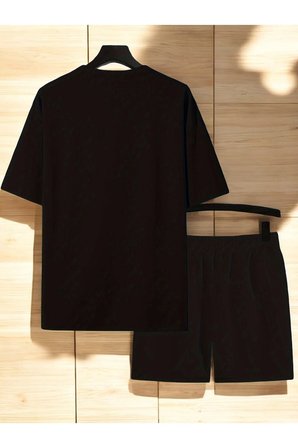 Unisex 3 Kalp Baskılı Tasarım Şort Takım