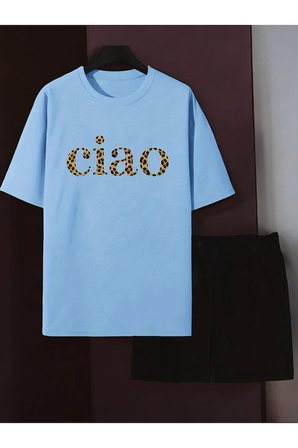 Unisex Ciao Baskılı Tasarım Şort Takım