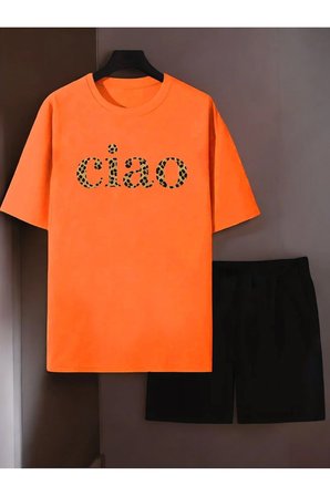 Unisex Ciao Baskılı Tasarım Şort Takım
