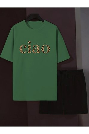 Unisex Ciao Baskılı Tasarım Şort Takım