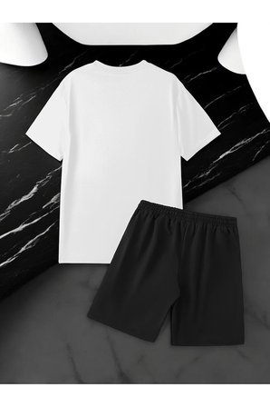Unisex Silüet Tasarım Basklı Tshirt Şort Takımı