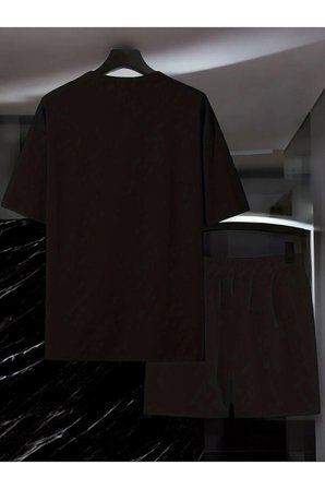 Unisex W Yazı Tasarım Basklı Tshirt Şort Takımı