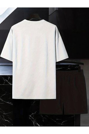 Unisex Yıldızlar Tasarım Basklı Tshirt Şort Takımı