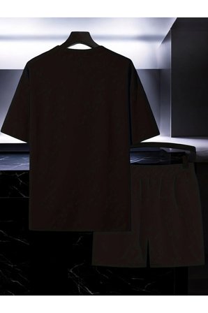 Unisex Yıldızlar Tasarım Basklı Tshirt Şort Takımı