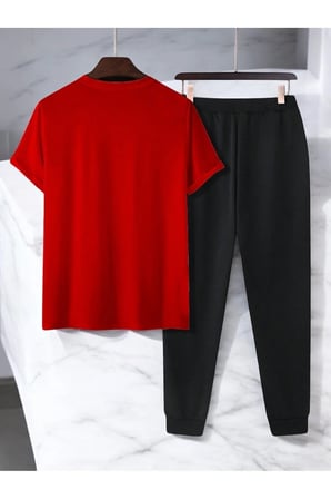 Unisex Saksı Tasarım Basklı Tshirt Eşofman Takımı