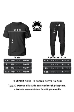 Unisex Saksı Tasarım Basklı Tshirt Eşofman Takımı