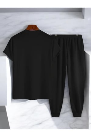 Unisex Saksı Tasarım Basklı Tshirt Eşofman Takımı