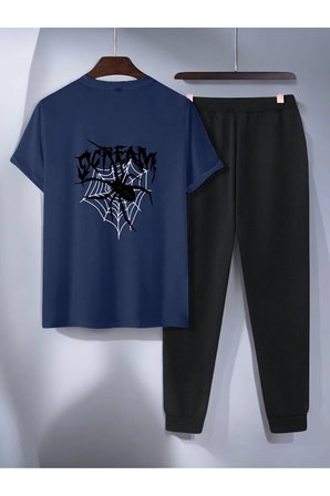 Unisex Scream Siyah Tasarım Basklı Tshirt Eşofman Takımı