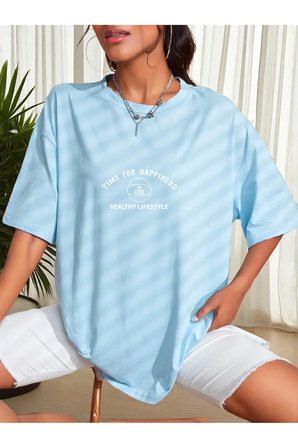 Unisex Time For Happiness Tasarım Basklı Tshirt