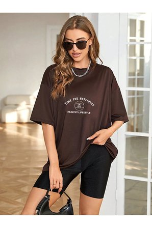 Unisex Time For Happiness Tasarım Basklı Tshirt