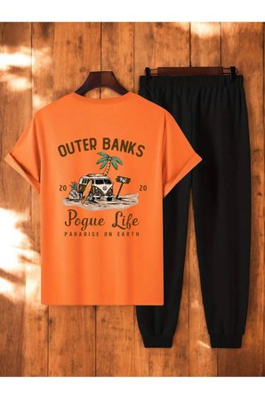 Unisex Outer Banks Tasarım Basklı Tshirt Eşofman Takımı