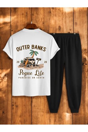 Unisex Outer Banks Tasarım Basklı Tshirt Eşofman Takımı