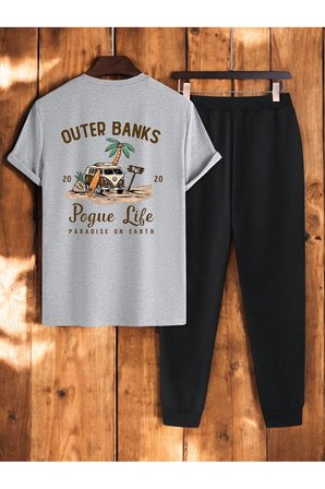 Unisex Outer Banks Tasarım Basklı Tshirt Eşofman Takımı