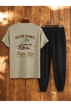 Unisex Outer Banks Tasarım Basklı Tshirt Eşofman Takımı