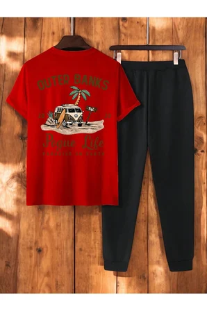 Unisex Outer Banks Tasarım Basklı Tshirt Eşofman Takımı