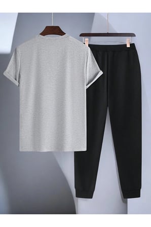 Unisex Zaman Pusulası Tasarım Basklı Tshirt Eşofman Takımı