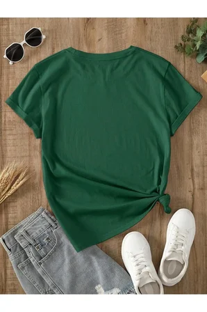 Unisex Jean Desenli Kalp Tasarım Basklı Tshirt
