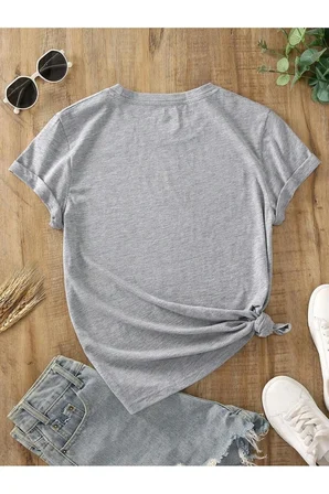 Unisex Jean Desenli Kalp Tasarım Basklı Tshirt