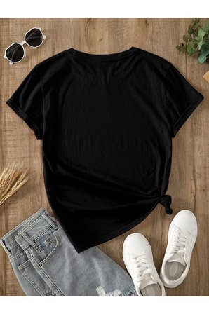 Unisex Jean Desenli Kalp Tasarım Basklı Tshirt