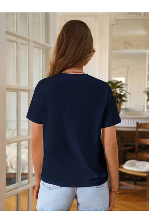 Unisex Jean Desenli Kalp Tasarım Basklı Tshirt