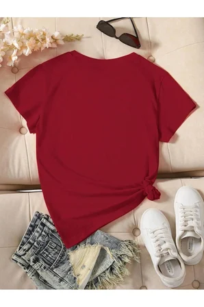 Unisex Jean Desenli Kalp Tasarım Basklı Tshirt
