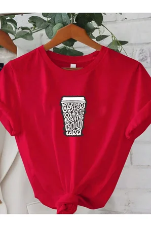 Unisex Kahve Severlere Özel Tasarım Basklı Tshirt