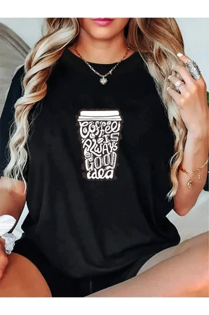 Unisex Kahve Severlere Özel Tasarım Basklı Tshirt