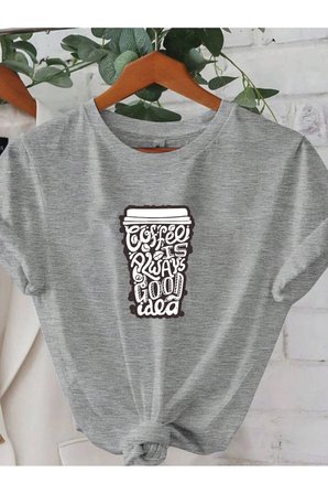 Unisex Kahve Severlere Özel Tasarım Basklı Tshirt