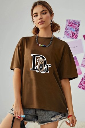 Unisex Dr. Ayı Tasarım Basklı Tshirt