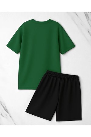 Unisex 3 Kalp Baskılı Tasarım Şort Takım