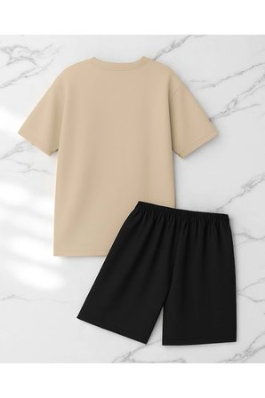 Unisex 3 Kalp Baskılı Tasarım Şort Takım