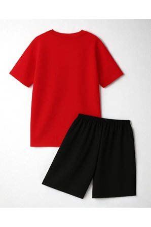 Unisex 3 Kalp Baskılı Tasarım Şort Takım