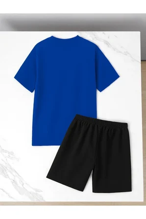 Unisex 3 Kalp Baskılı Tasarım Şort Takım