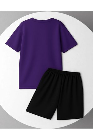 Unisex 3 Kalp Baskılı Tasarım Şort Takım