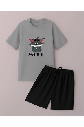 Unisex Mood Baskılı Tasarım Şort Takım