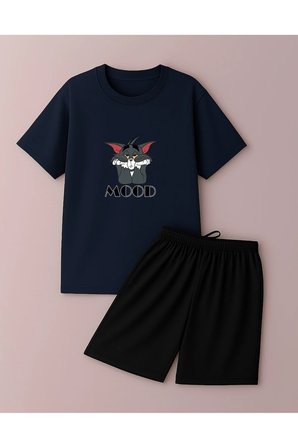 Unisex Mood Baskılı Tasarım Şort Takım