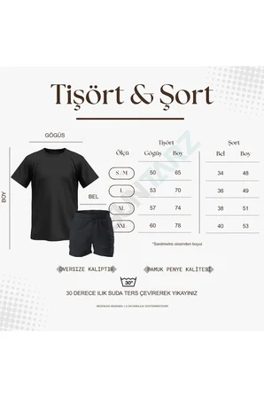 Unisex Kesinlikle Hayır. Tasarım Basklı Tshirt Şort Takımı