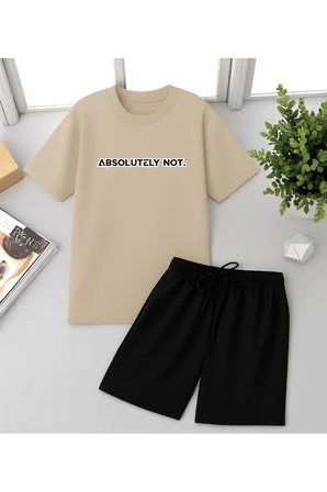 Unisex Kesinlikle Hayır. Tasarım Basklı Tshirt Şort Takımı