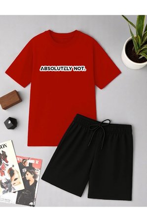 Unisex Kesinlikle Hayır. Tasarım Basklı Tshirt Şort Takımı