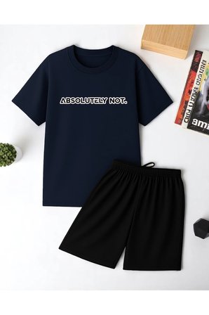 Unisex Kesinlikle Hayır. Tasarım Basklı Tshirt Şort Takımı
