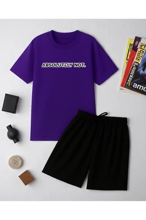 Unisex Kesinlikle Hayır. Tasarım Basklı Tshirt Şort Takımı