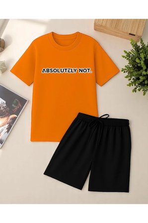Unisex Kesinlikle Hayır. Tasarım Basklı Tshirt Şort Takımı