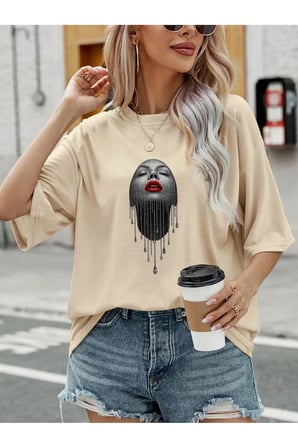 Unisex Pırlantalı Kadın Portresi Tasarım Basklı Tshirt