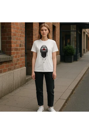 Unisex Pırlantalı Kadın Portresi Tasarım Basklı Tshirt