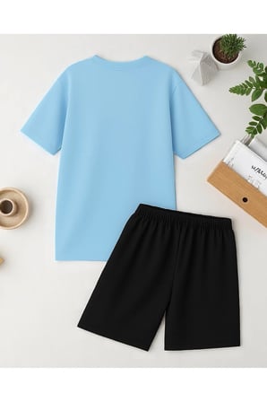 Unisex Boğa Baskılı Tasarım Şort Takım